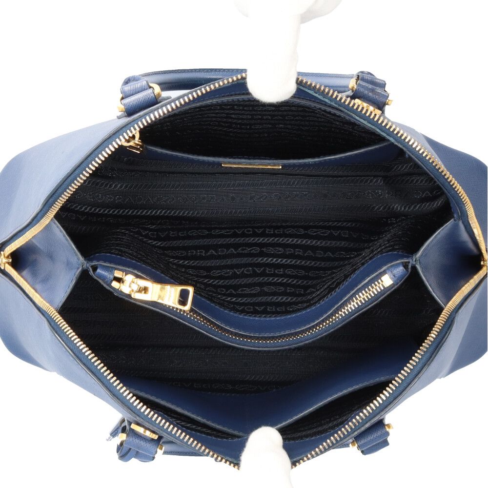 Prada Promenade Saffiano Shoulder Bag Leather Navy — view 8