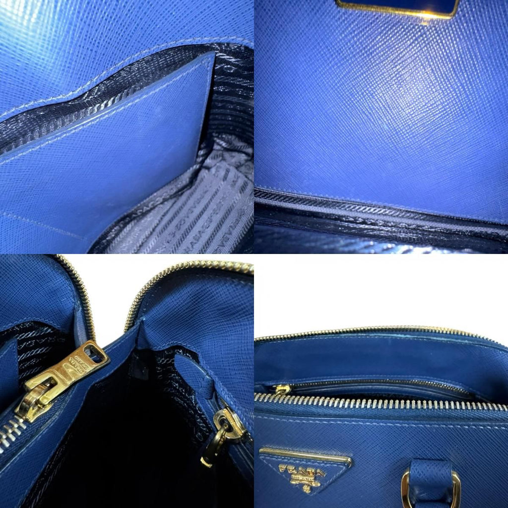Prada Promenade Saffiano Shoulder Bag Leather Navy — view 9
