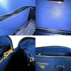 Prada Promenade Saffiano Shoulder Bag Leather Navy — view 9