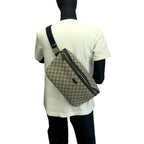Gucci Beige Navy Silver GG Supreme Canvas Shoulder Bag — view 8