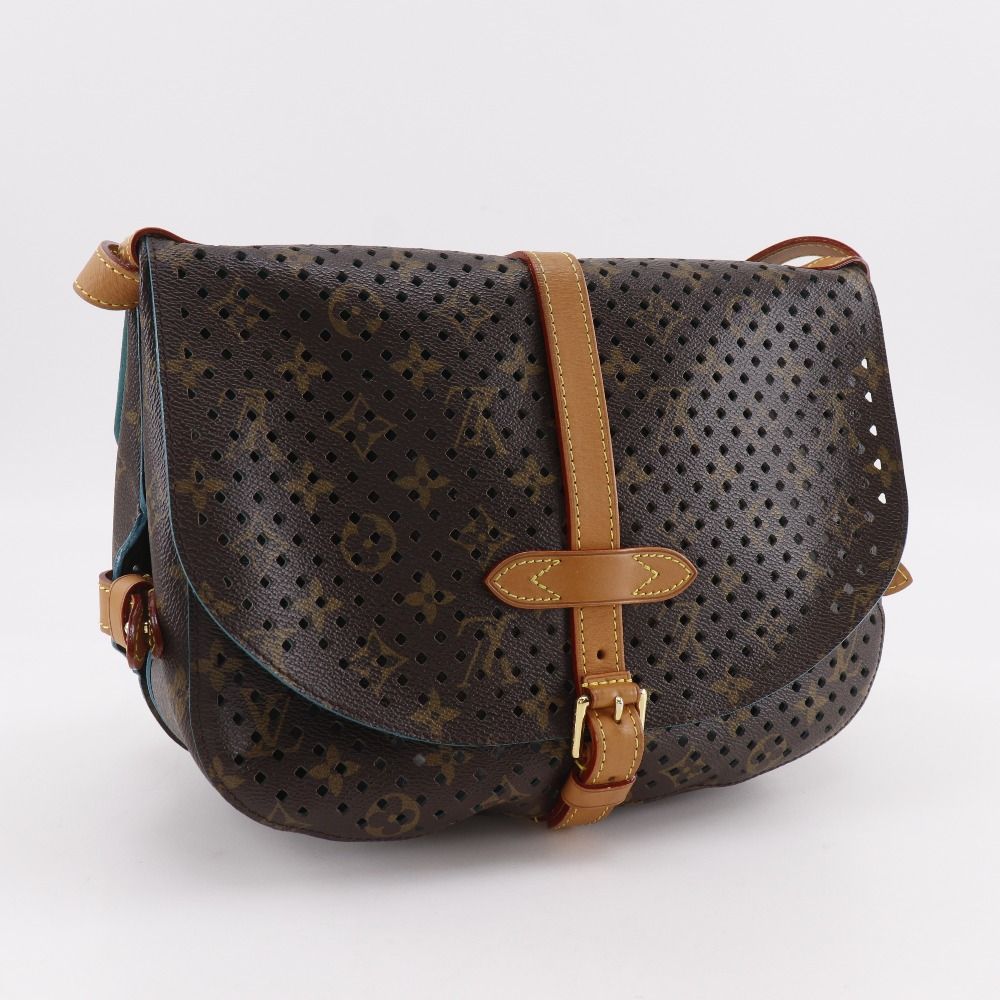 Louis Vuitton Saumur PM Monogram Perfoux Turquoise Brown — view 3