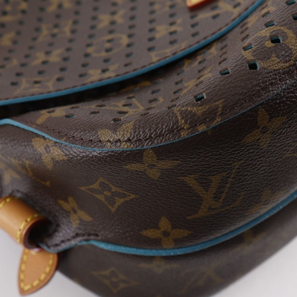 Louis Vuitton Saumur PM Monogram Perfoux Turquoise Brown — view 4