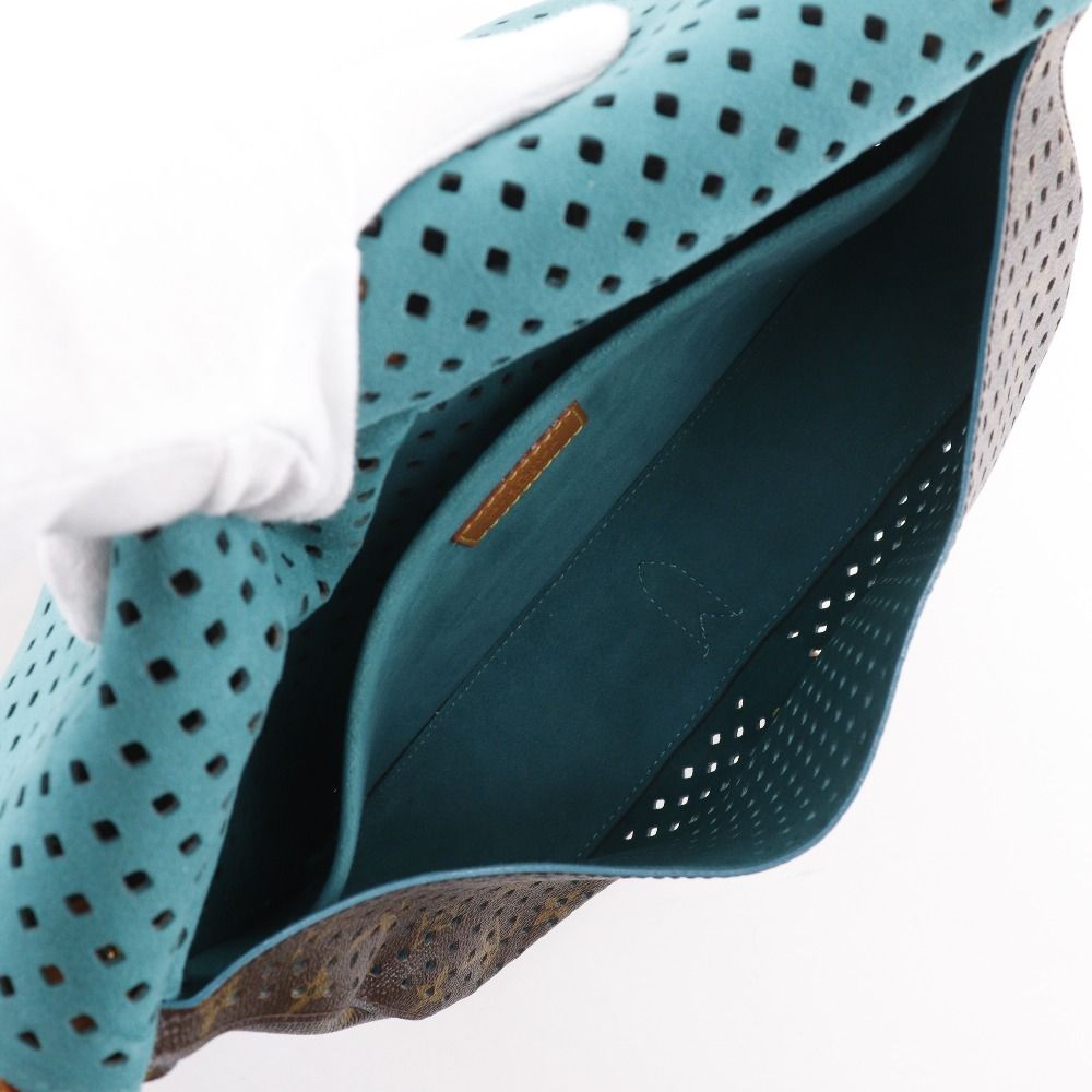 Louis Vuitton Saumur PM Monogram Perfoux Turquoise Brown — view 5