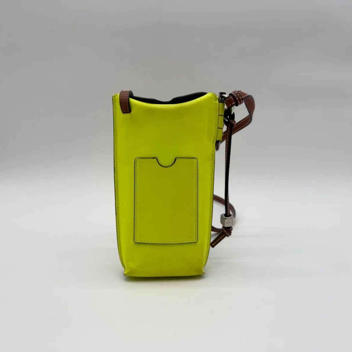 Loewe Shoulder Bag Gate Pocket Pouch Smiley Wink Yellow Brown Leather — view 2
