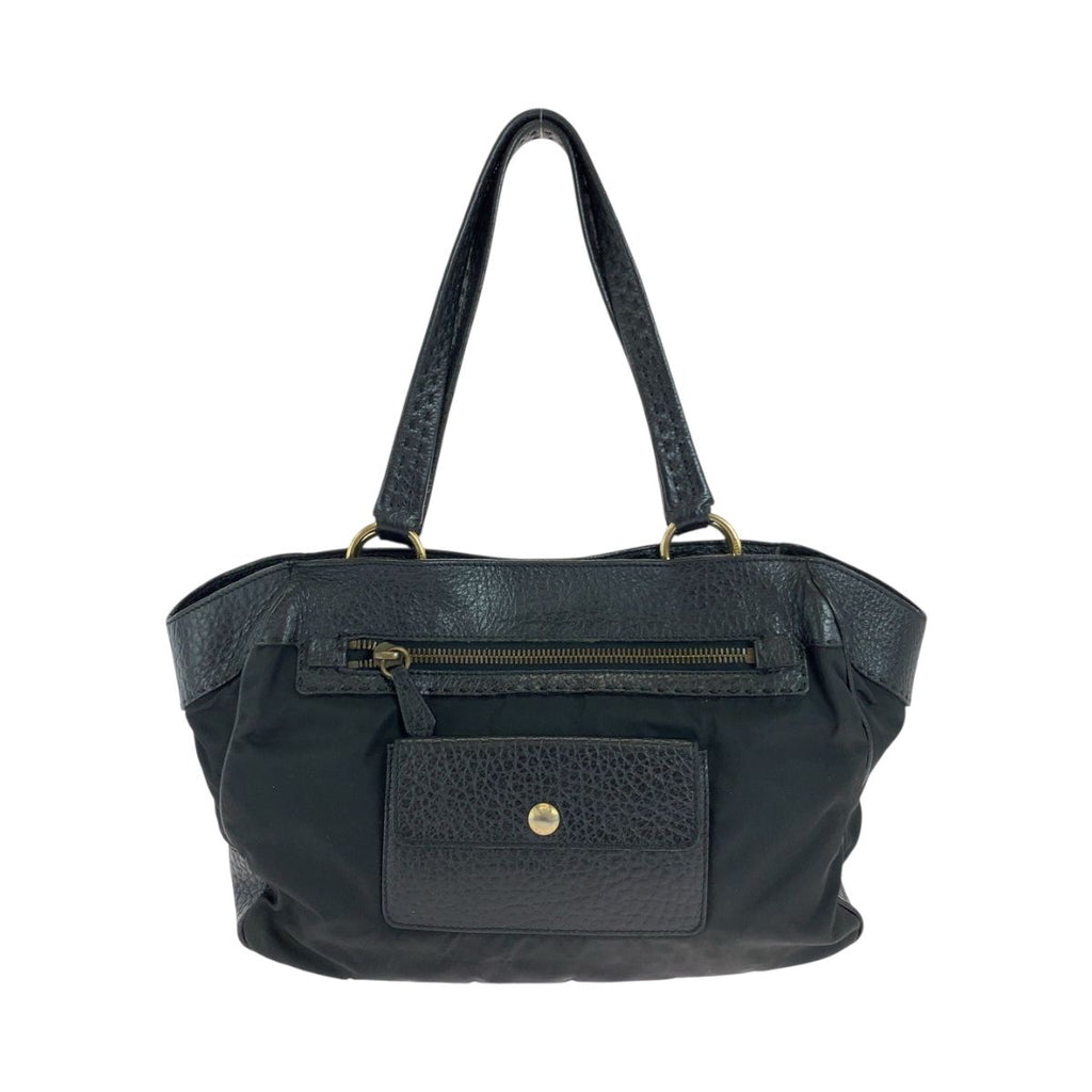Prada Vitello Daino Tessuto Black Leather Nylon Shoulder Bag — view 2