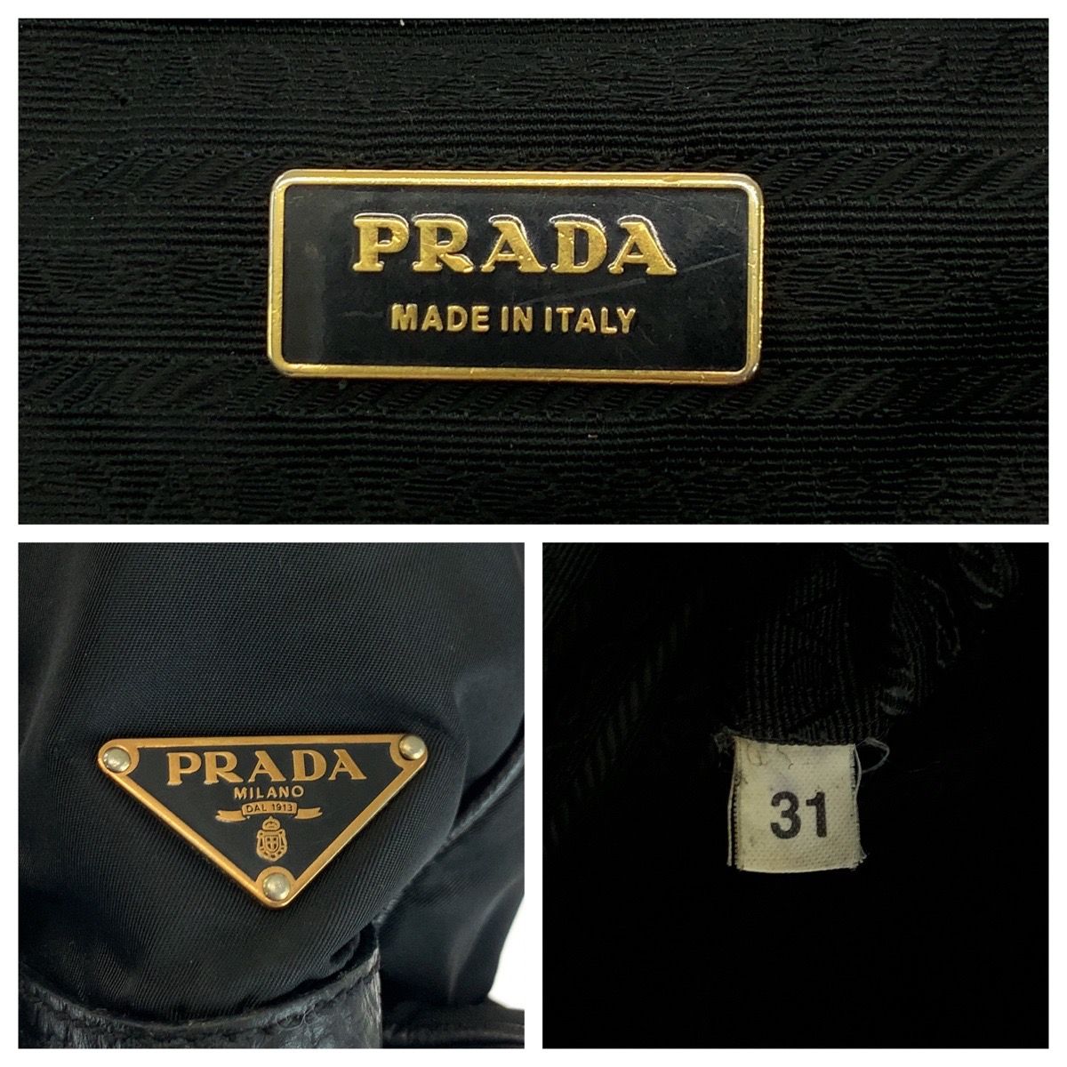 Prada Vitello Daino Tessuto Black Leather Nylon Shoulder Bag — view 4