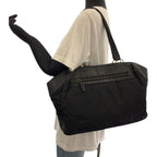 Prada Vitello Daino Tessuto Black Leather Nylon Shoulder Bag — view 7