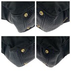 Prada Vitello Daino Tessuto Black Leather Nylon Shoulder Bag — view 3
