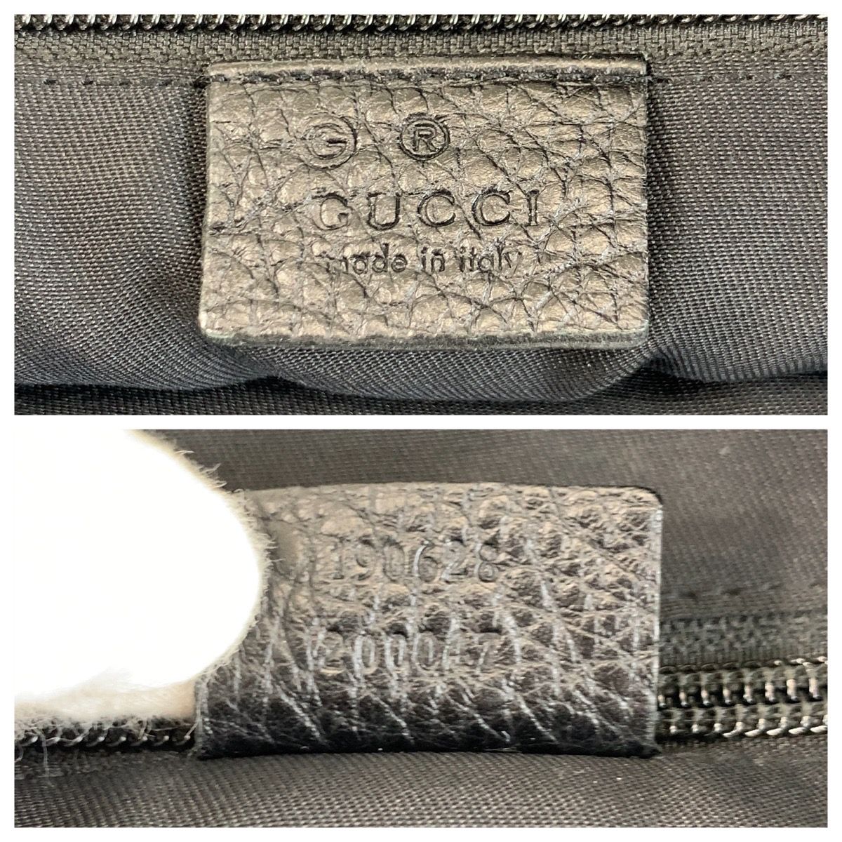 Gucci GG Pattern Black Silver Nylon Leather Shoulder Bag — view 4
