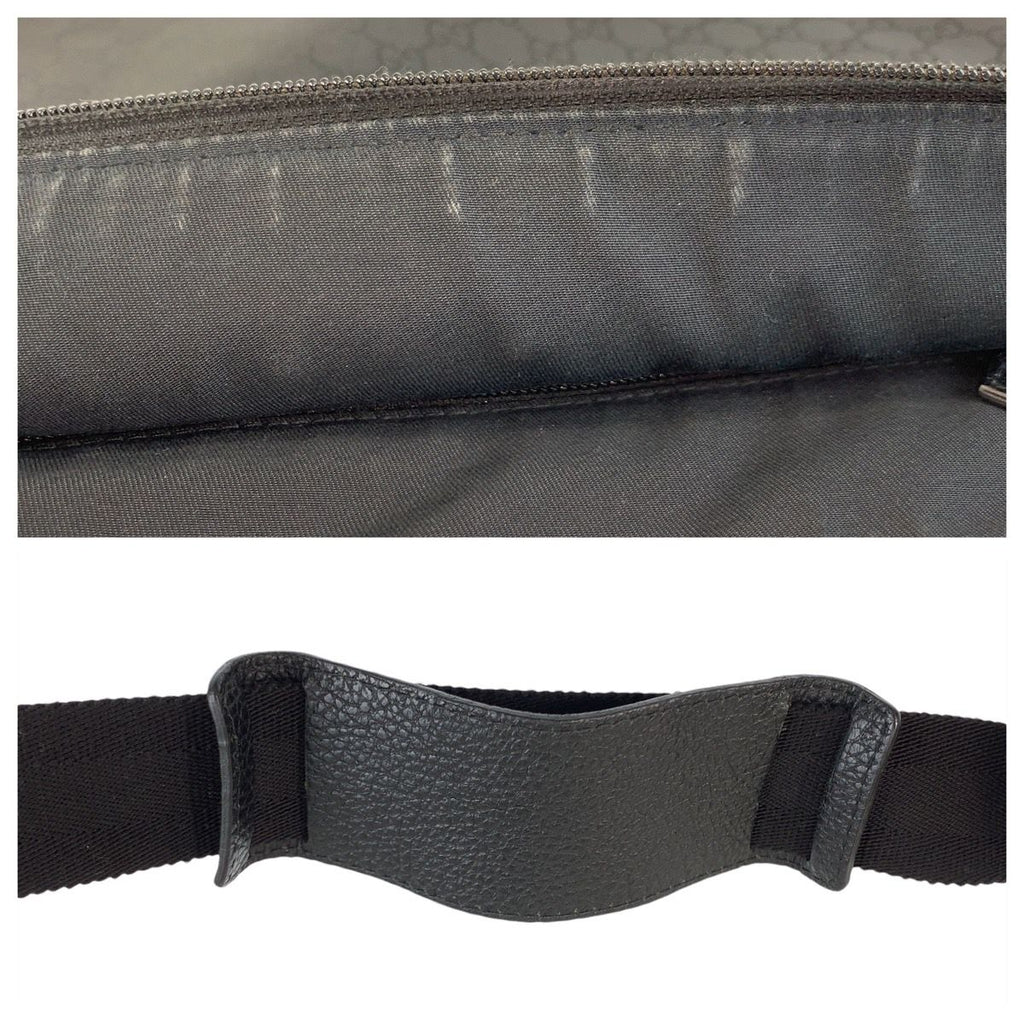 Gucci GG Pattern Black Silver Nylon Leather Shoulder Bag — view 6