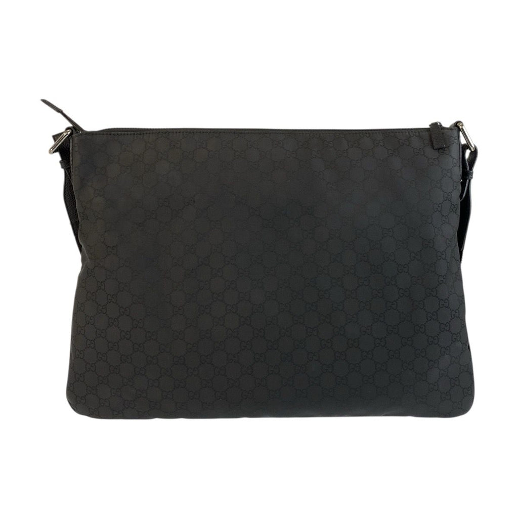 Gucci GG Pattern Black Silver Nylon Leather Shoulder Bag — view 2