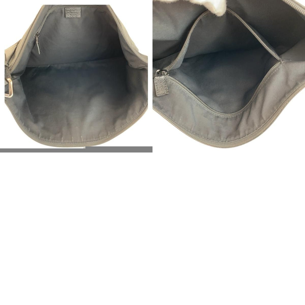 Gucci GG Pattern Black Silver Nylon Leather Shoulder Bag — view 9