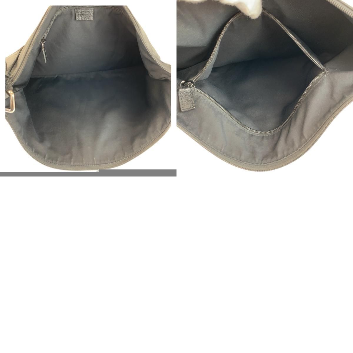 Gucci GG Pattern Black Silver Nylon Leather Shoulder Bag — view 9