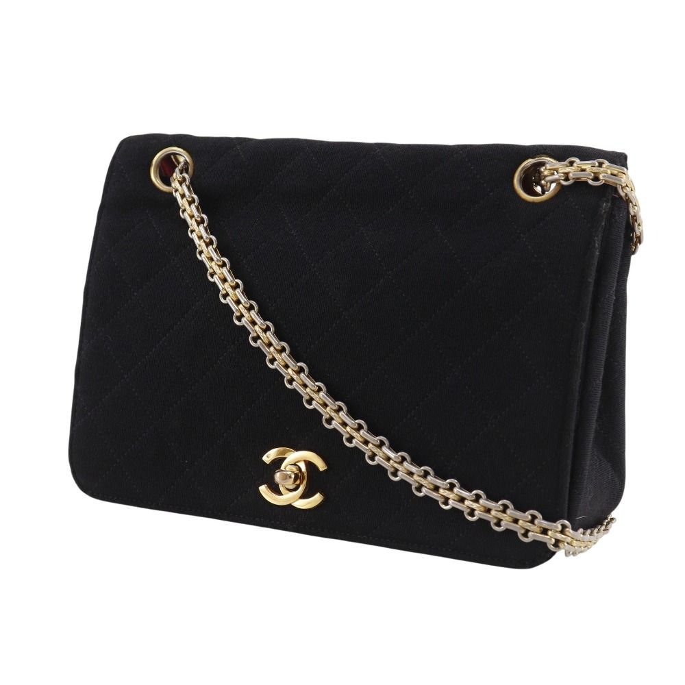 Chanel Chain Shoulder Quilted Cotton Black Bag — view 2