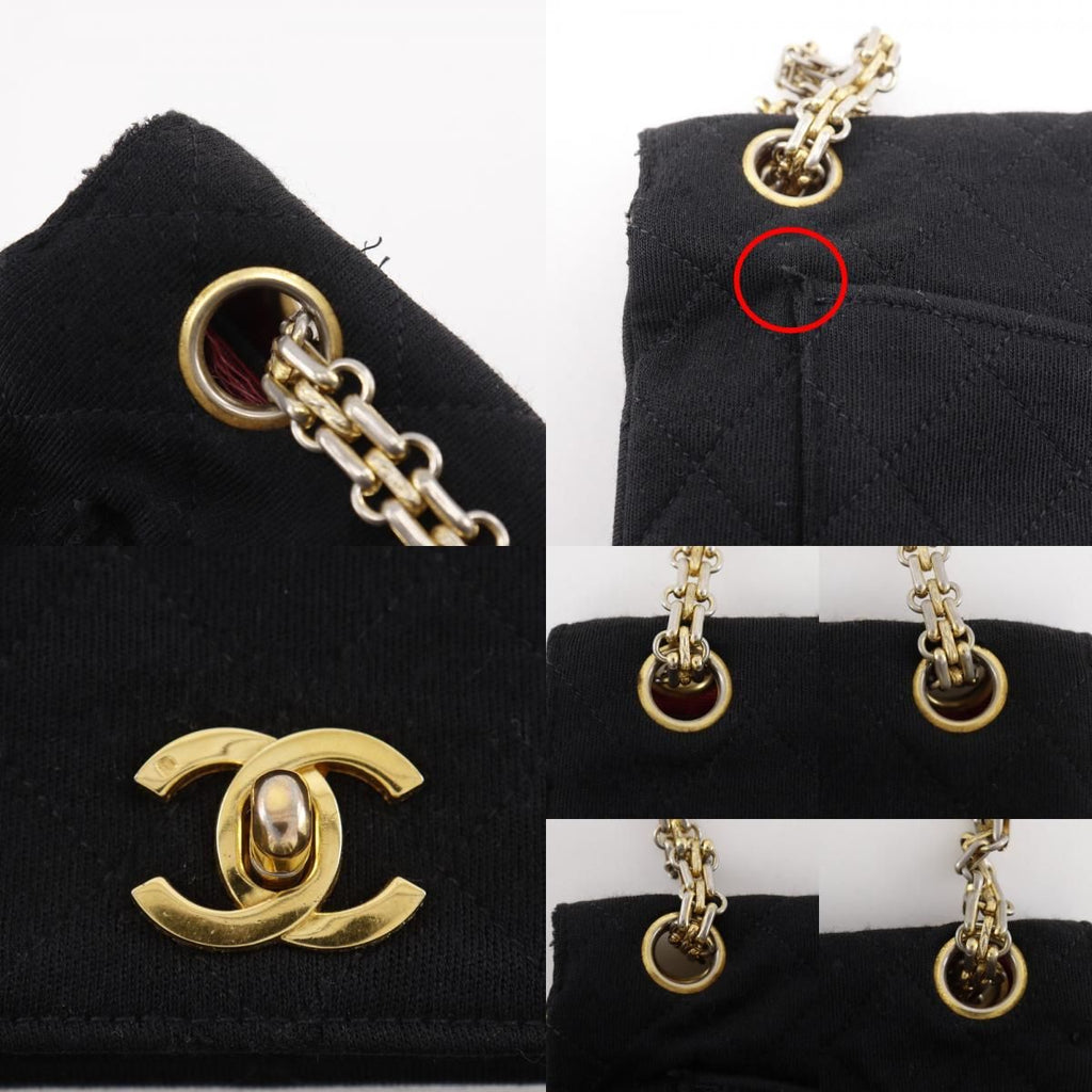 Chanel Chain Shoulder Quilted Cotton Black Bag — view 8