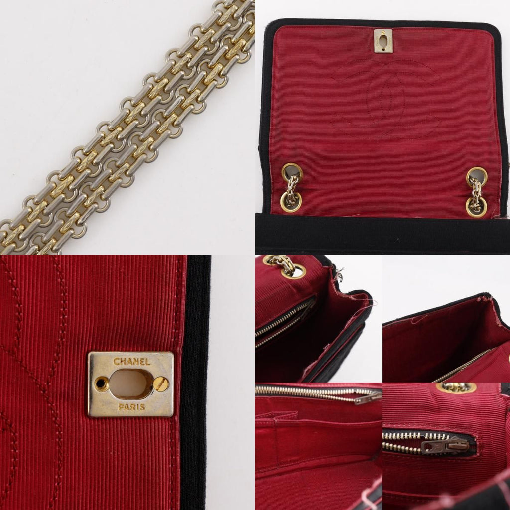 Chanel Chain Shoulder Quilted Cotton Black Bag — view 9