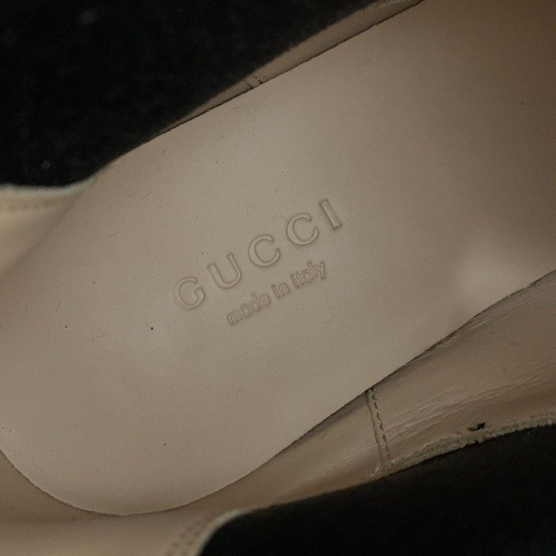 Gucci Short Boots Shoes Leather Black Double Bijoux Belt Side Gore GG Marmont — view 7