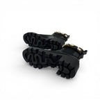 Gucci Short Boots Shoes Leather Black Double Bijoux Belt Side Gore GG Marmont — view 6