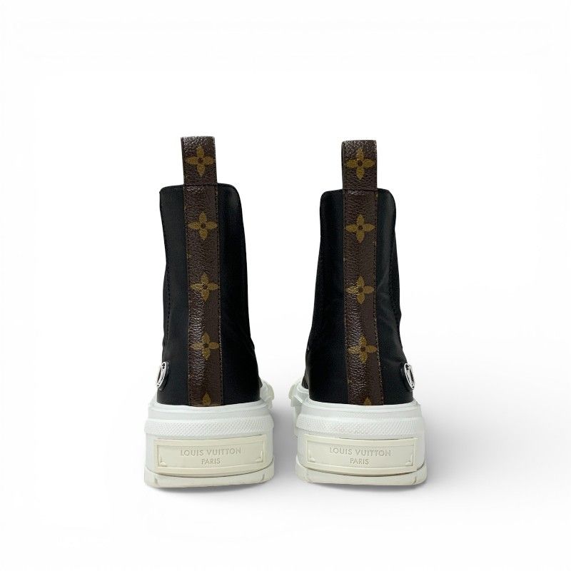 Louis Vuitton Squad Line Monogram Boots Short Shoes Leather Black White Logo — view 5
