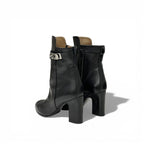 Hermes Short Boots Shoes Leather Black Silver Kelly — view 4