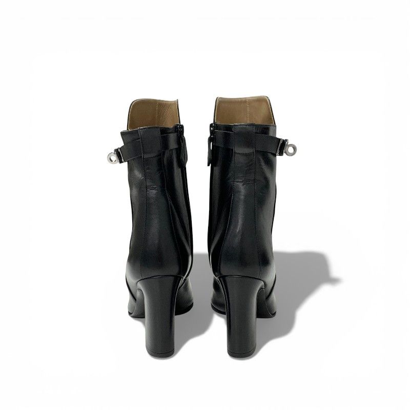 Hermes Short Boots Shoes Leather Black Silver Kelly — view 5