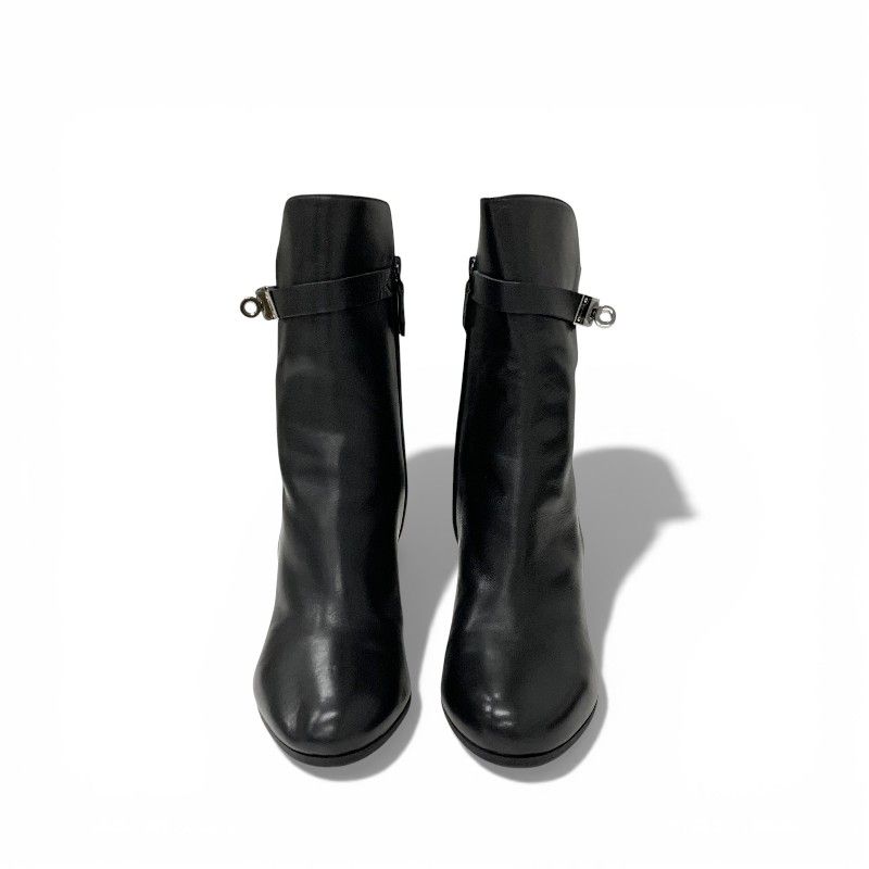 Hermes Short Boots Shoes Leather Black Silver Kelly — view 2