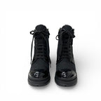 Prada Re-Nylon Short Boots Shoes Leather Black Triangle Logo — view 2