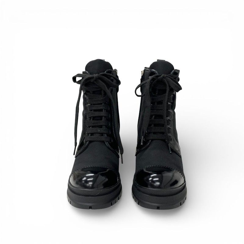 Prada Re-Nylon Short Boots Shoes Leather Black Triangle Logo — view 2