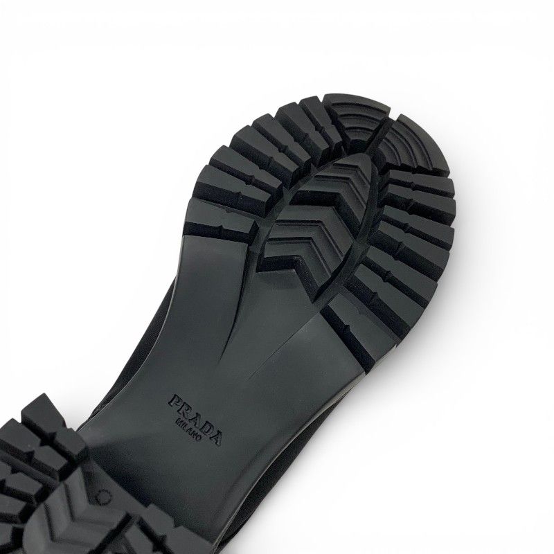 Prada Re-Nylon Short Boots Shoes Leather Black Triangle Logo — view 8