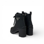 Prada Re-Nylon Short Boots Shoes Leather Black Triangle Logo — view 4