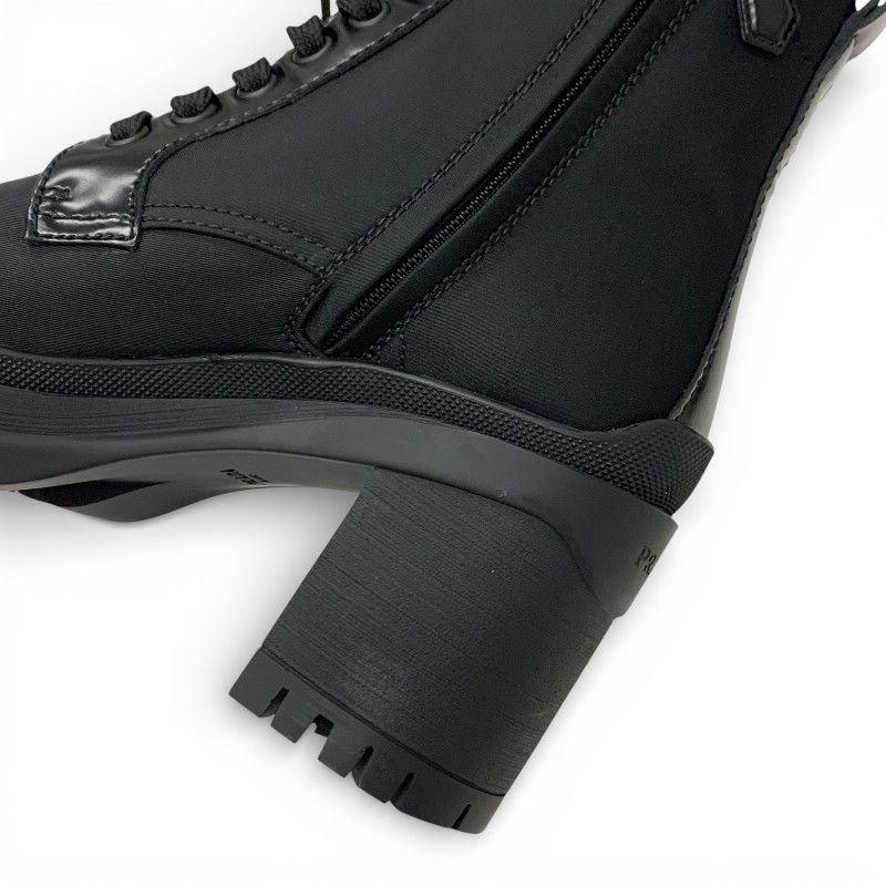 Prada Re-Nylon Short Boots Shoes Leather Black Triangle Logo — view 9