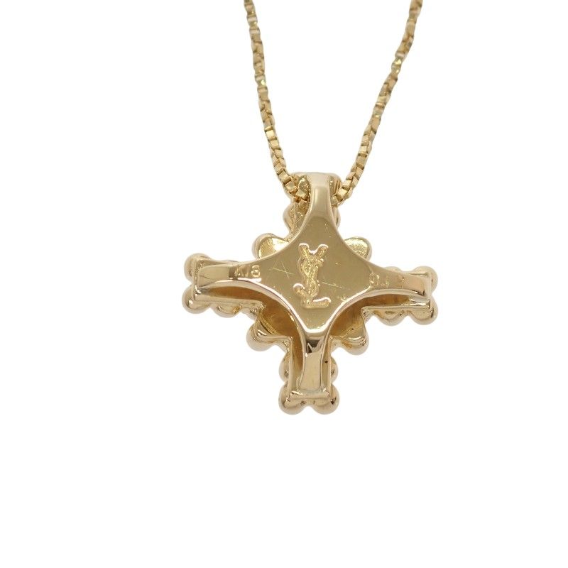 Saint Laurent Yves Cross Necklace Pendant 18k Yellow Gold Diamond YSL — view 5