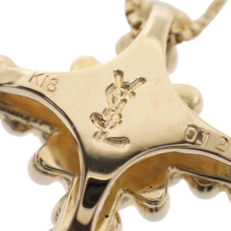 Saint Laurent Yves Cross Necklace Pendant 18k Yellow Gold Diamond YSL — view 8