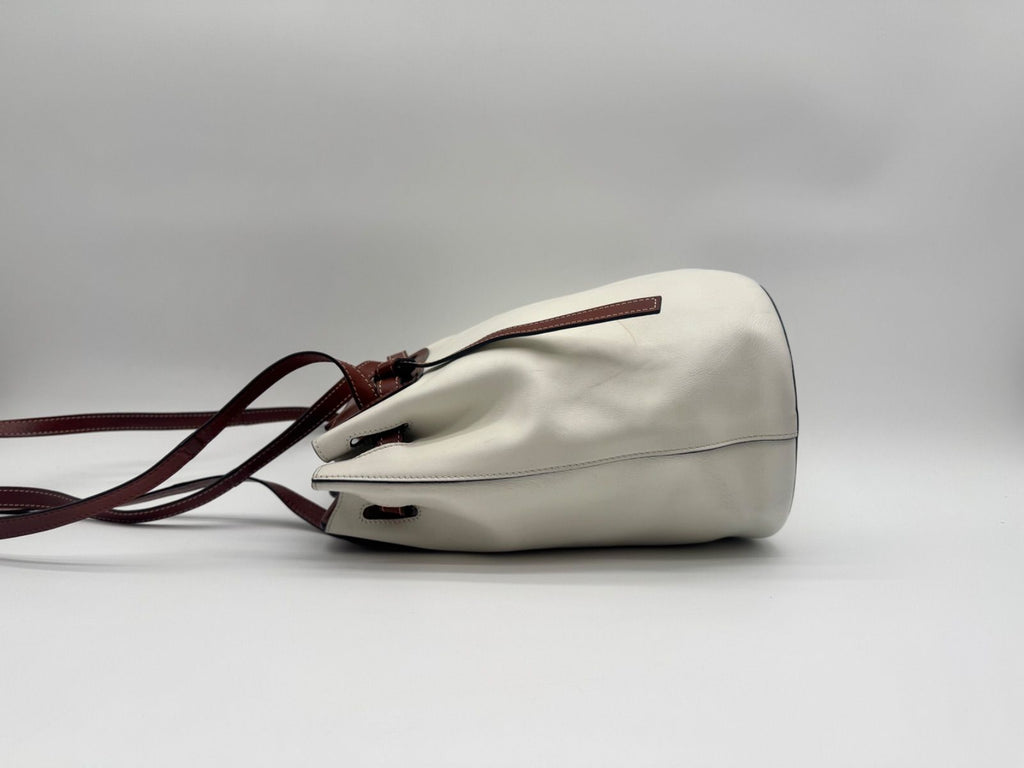 Loewe Shoulder Bag Lazo Bucket Leather White Brown — view 4