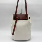 Loewe Shoulder Bag Lazo Bucket Leather White Brown