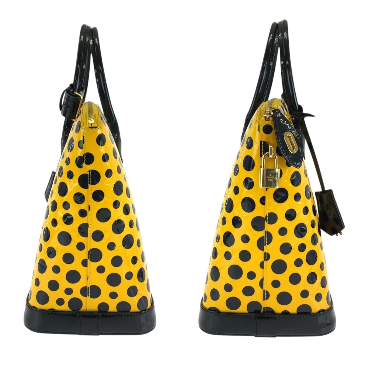Louis Vuitton Lockit MM Jaune Yellow Black Patent Leather Handbag — view 8