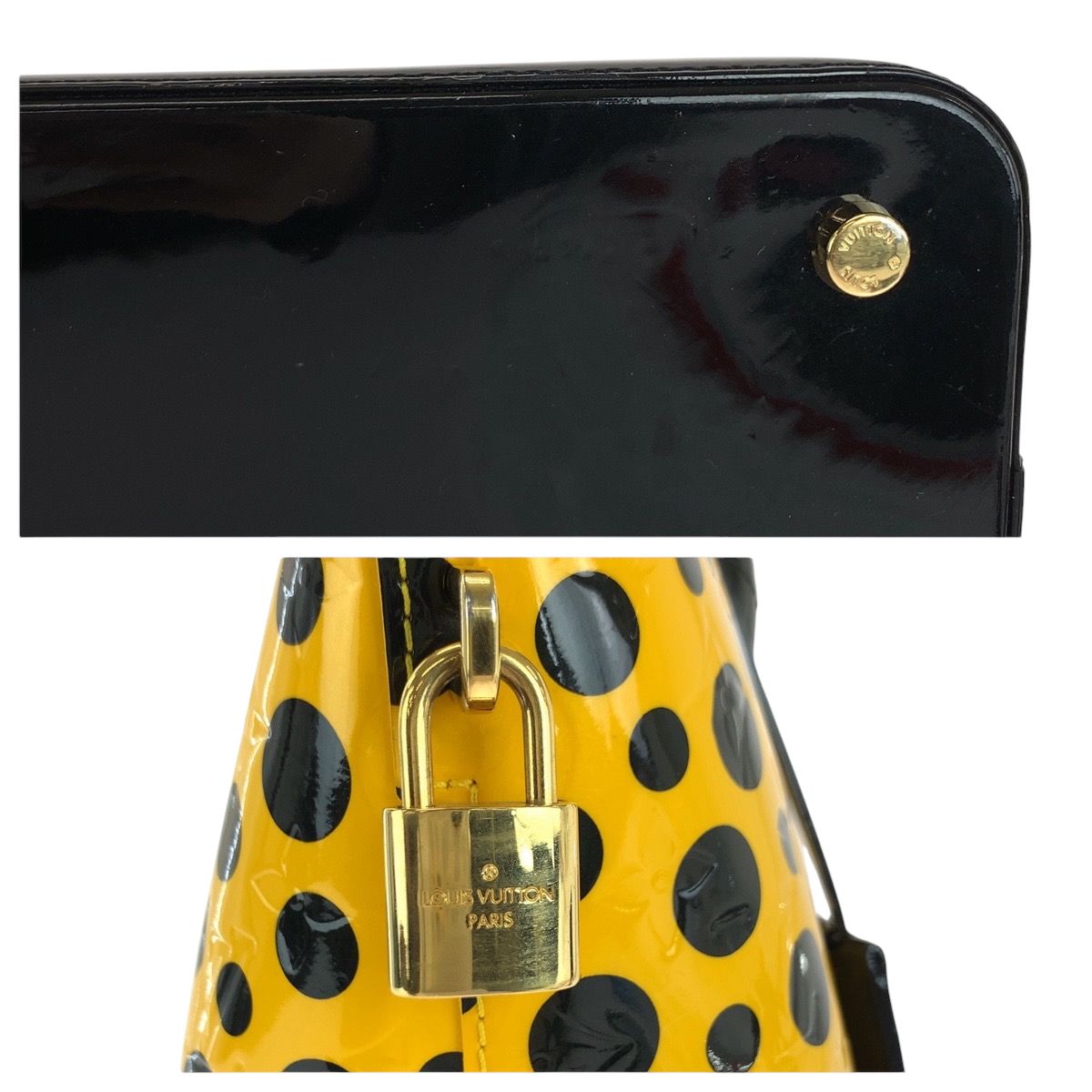 Louis Vuitton Lockit MM Jaune Yellow Black Patent Leather Handbag — view 6