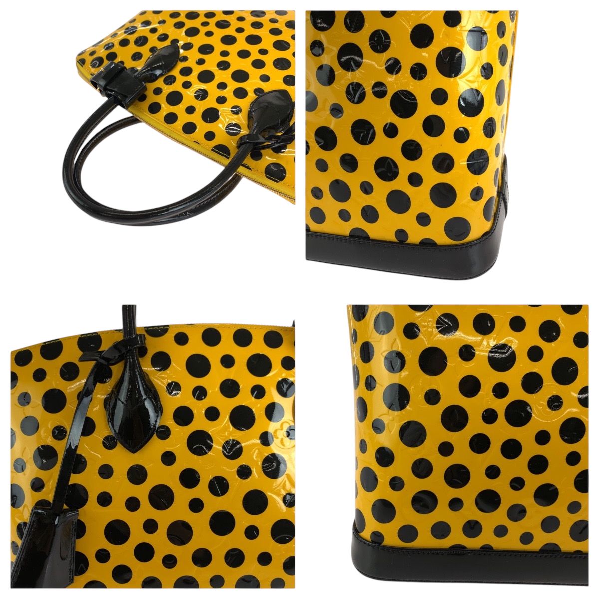 Louis Vuitton Lockit MM Jaune Yellow Black Patent Leather Handbag — view 5