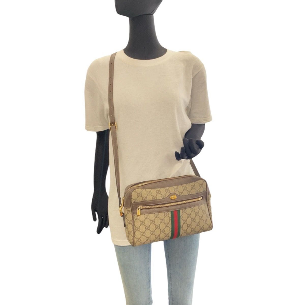Gucci Sherry Line Ophidia Beige GG Supreme Canvas Leather Shoulder Bag — view 7