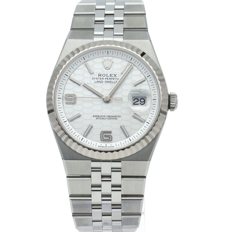 Rolex Land Watch Honeycomb Motif Box 18k White Gold SS — view 2