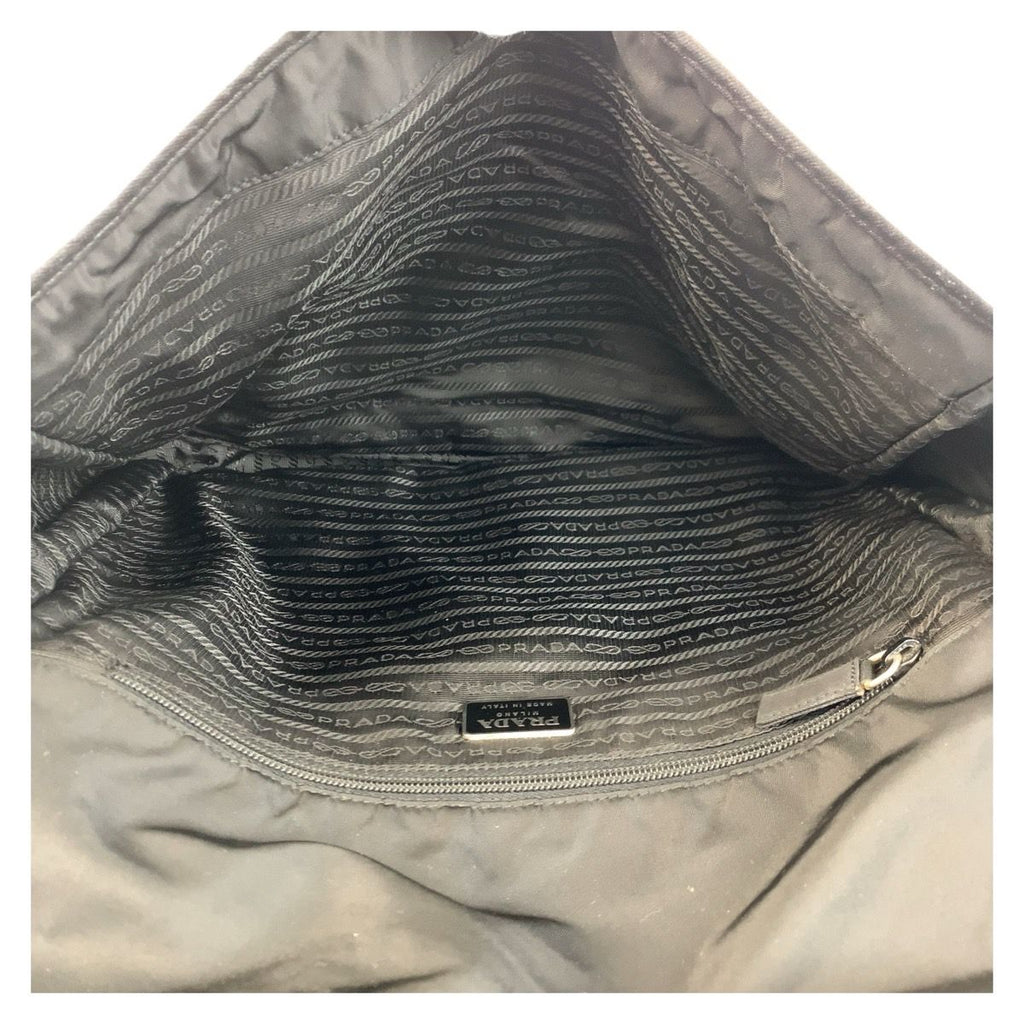 Prada Tessuto Black Silver Nylon Shoulder Bag — view 8