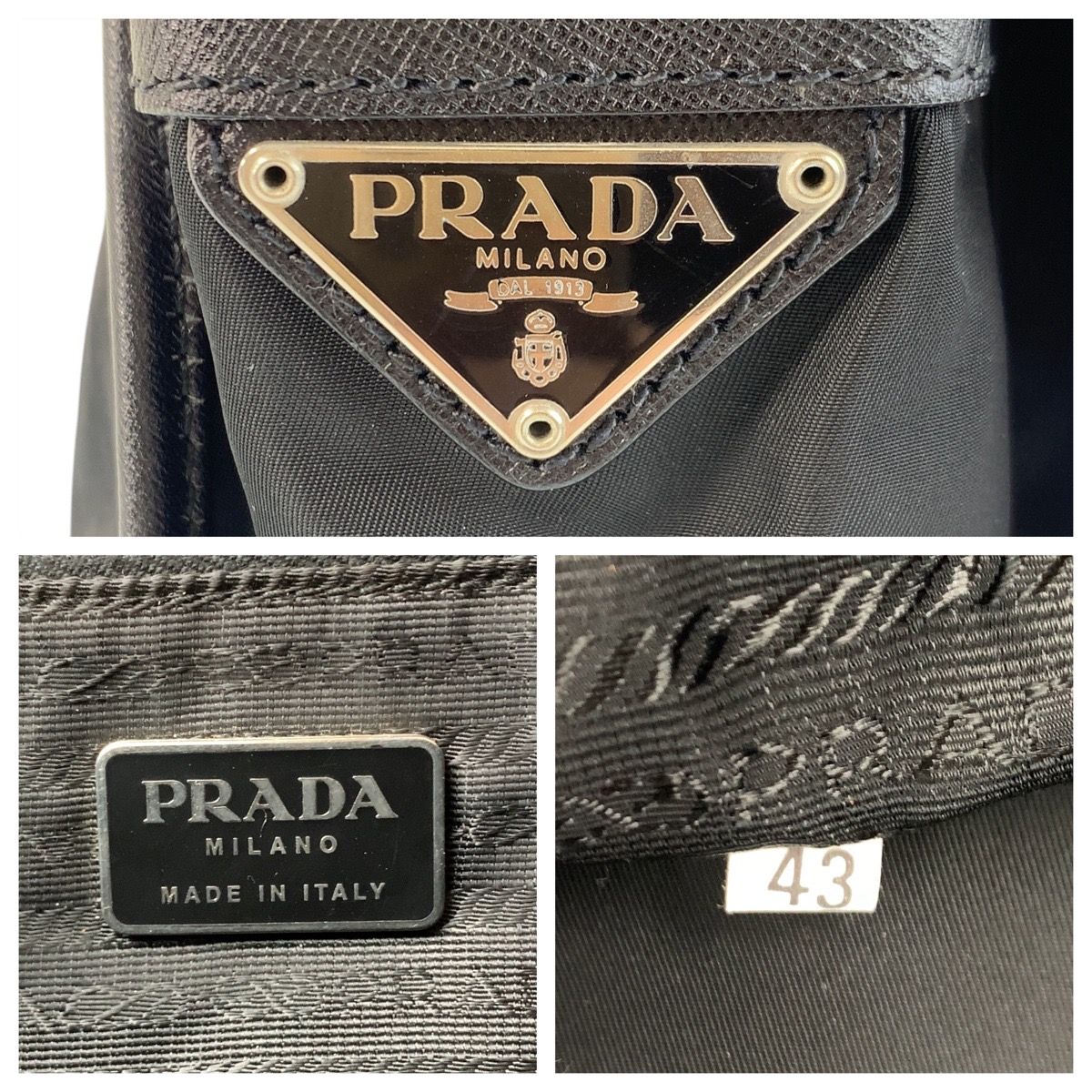 Prada Tessuto Black Silver Nylon Shoulder Bag — view 4