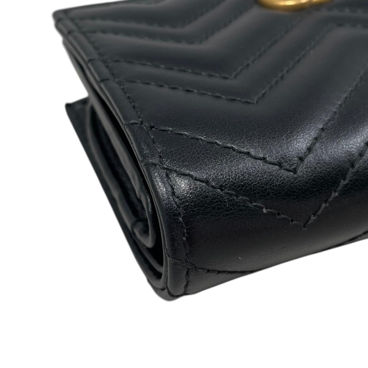 Gucci Bifold Wallet Double Quilted Leather Logo Black Gold — view 3