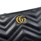 Gucci Bifold Wallet Double Quilted Leather Logo Black Gold — view 5