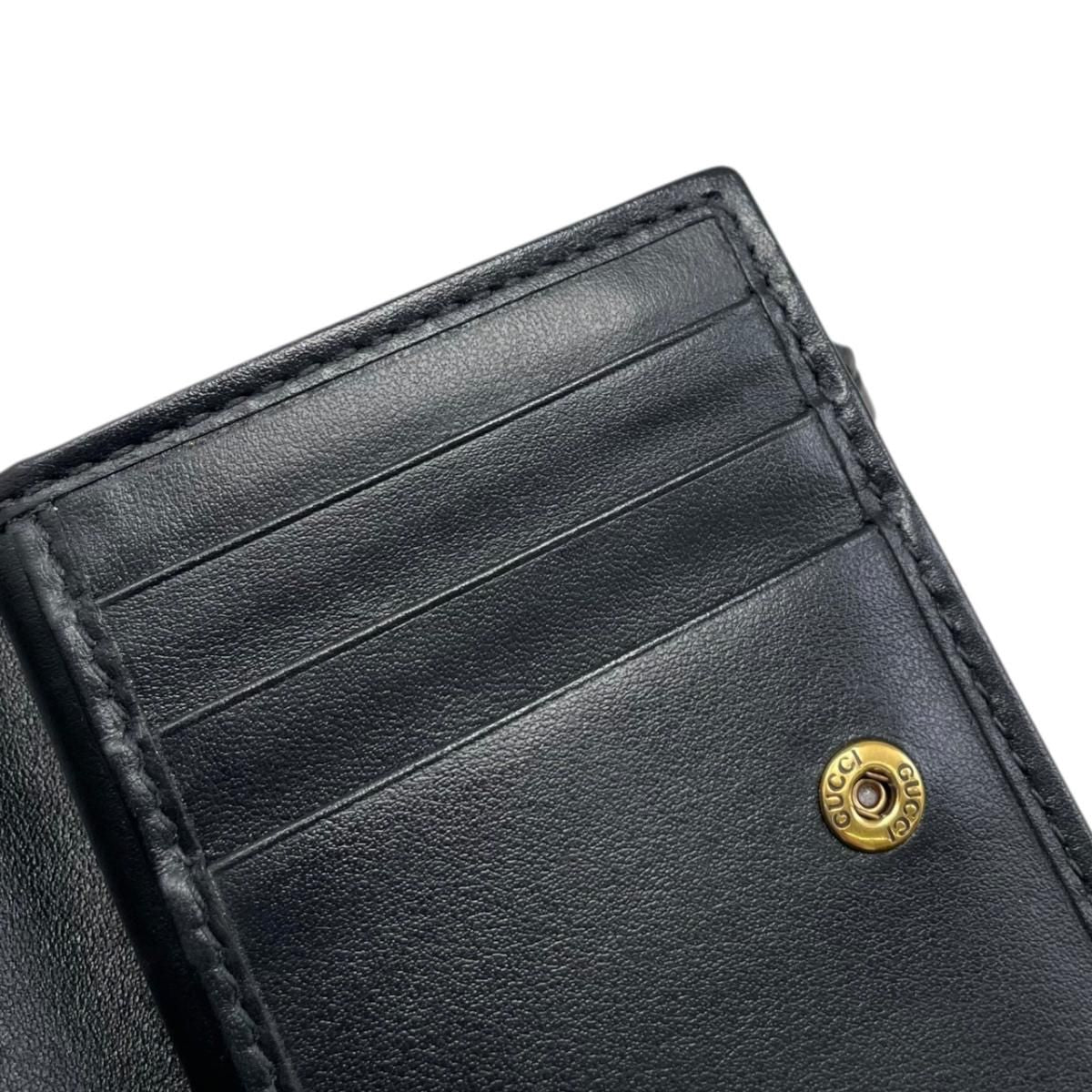 Gucci Bifold Wallet Double Quilted Leather Logo Black Gold — view 7