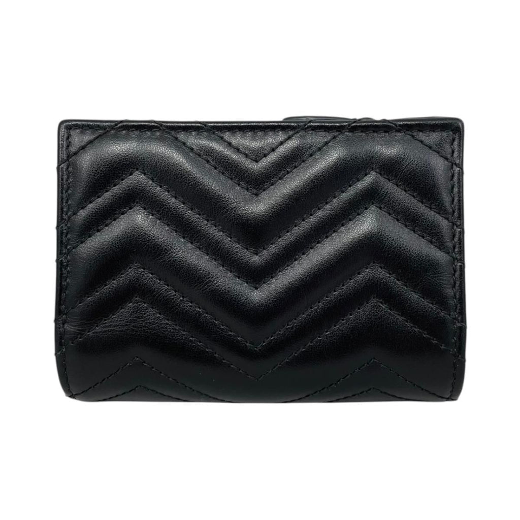 Gucci Bifold Wallet Double Quilted Leather Logo Black Gold — view 2