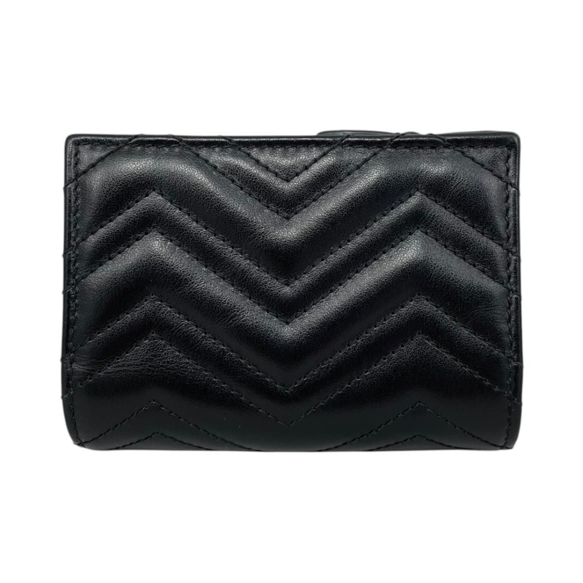 Gucci Bifold Wallet Double Quilted Leather Logo Black Gold — view 2