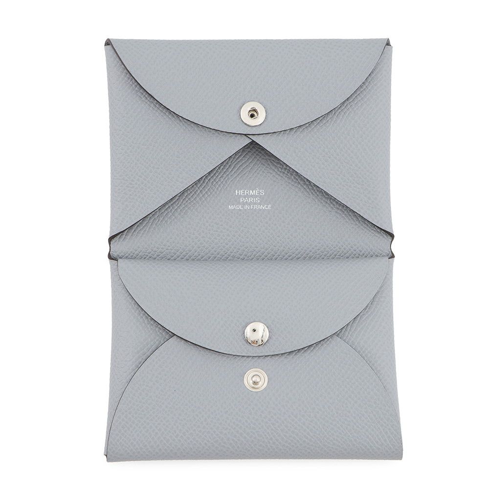 Hermes Coin Case Calvi Duo Gris Perle Silver Epsom — view 4