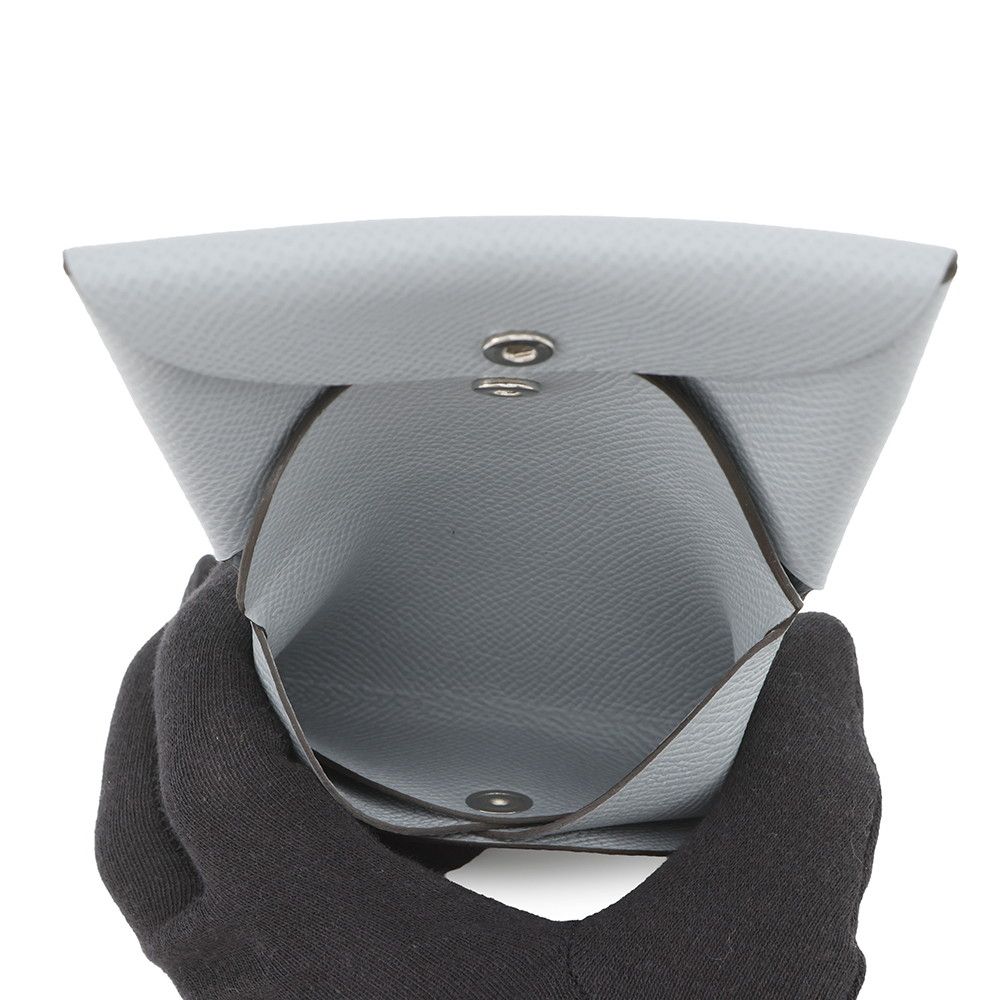 Hermes Coin Case Calvi Duo Gris Perle Silver Epsom — view 5