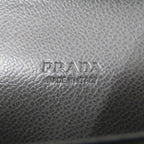 Prada Wallet Leather Black Zip Around Logo — view 5
